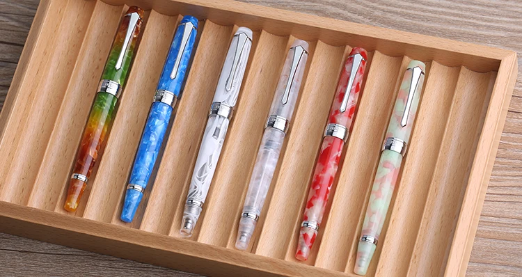 Penbbs 456 수지 투명 품질 음압 만년필 고급 0.5mm 펜촉 진공 충전 학생 쓰기 선물