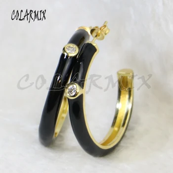 

6 Pairs Enamel Circle earrings Rainbow color earrings gold color circle jewelry earrings big round earrings Gift for lady 5005