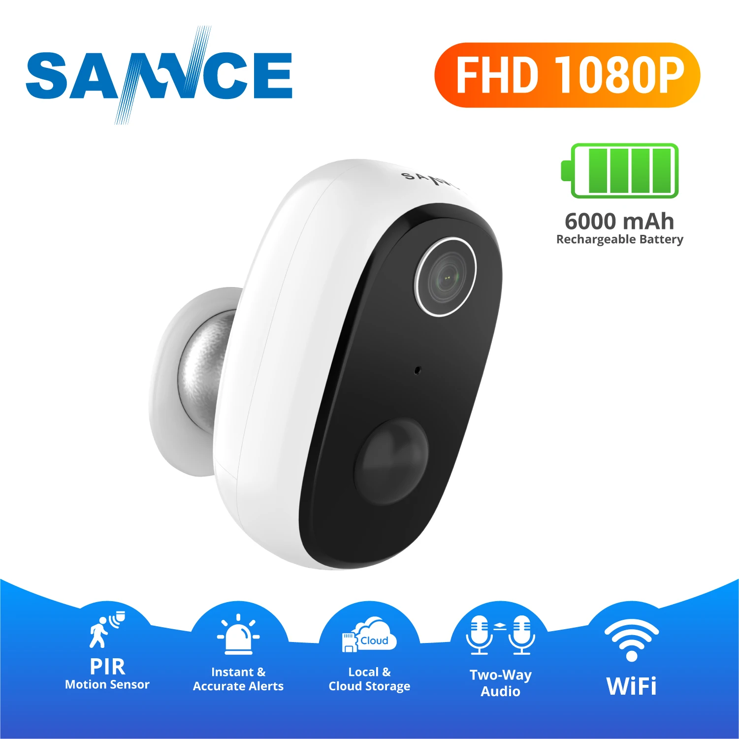 Беспроводная аккумуляторная камера видеонаблюдения SANNCE 1080p с Wi Fi|Камеры