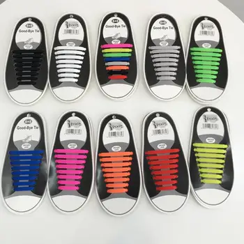 

16pcs Unisex Easy No Tie Elastic Silicone Sneakers Adult Child Shoelaces