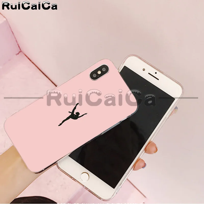 RuiCaiCa Love гимнастический силуэт спортивный мягкий чехол для телефона Apple iPhone 8 7 6 6S Plus X XS MAX 5 5S SE XR чехлы