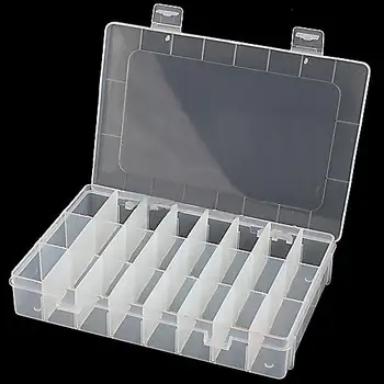 

Clear Adjustable 24-Compartment Earring Ring Jewelry Storage Box Container Case Plastic Storage Box for Small Component Jewelry