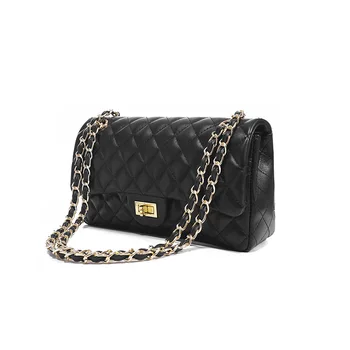 

Small fragrance wind rhombus chain bag Messenger leather leather bag 2019 new net red small black bag，Customizable logo