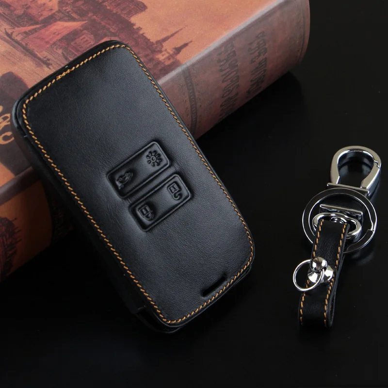 

Leather Car Key Case Cover with key Ring Keyless Entry Cover Remote key Shell for Renault Koleos Kadjar Scenic Megane Sandero