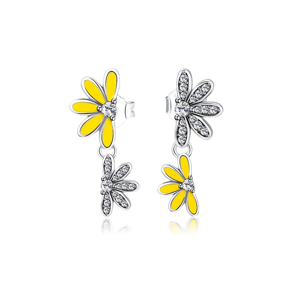 

100% Sterling-Silver-Jewelry Shimmering Daisy Drop Earring Free Shipping