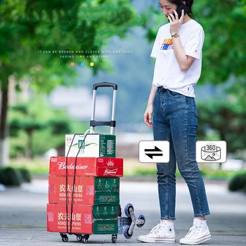 

B-LIFE Heavy Duty Hand Truck & Dolly with Shopping Cart Bag Aluminum Utility Cart with Adjustable Shaft Foldable Lifting Luggage