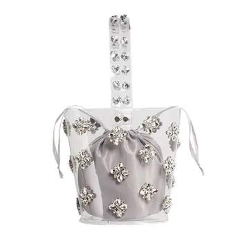 

2020 New Diamond One Shoulder bag Fashion Transparent Shoulder Messenger Flower Bucket Jelly Bag