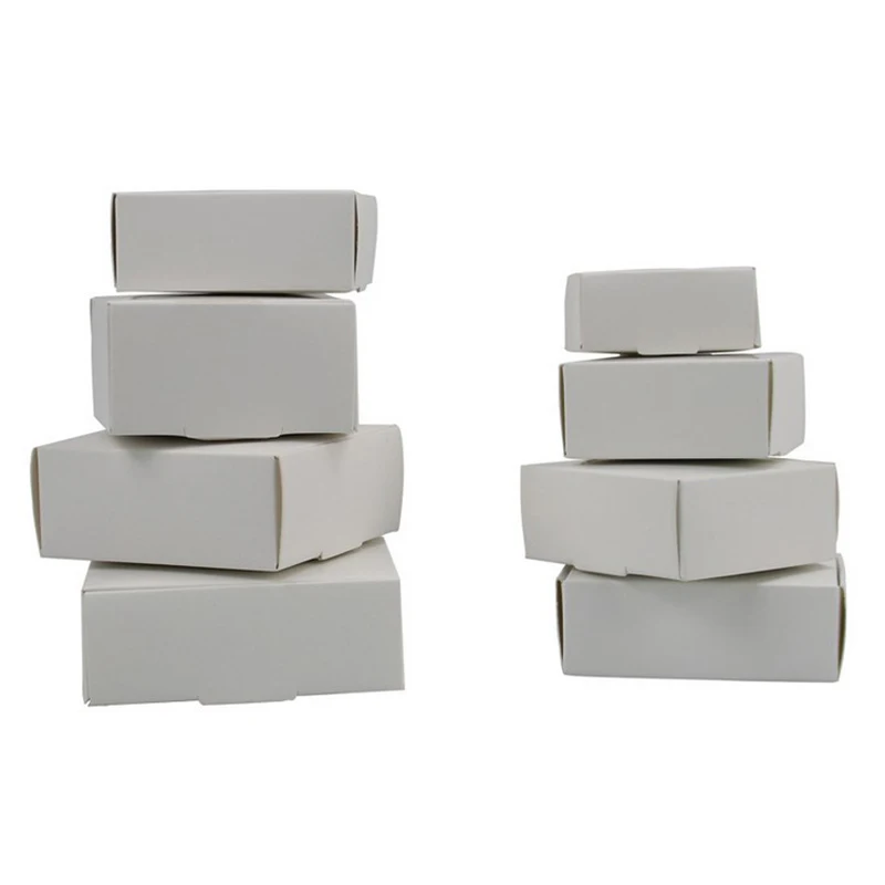 50pcs Multi Size Cute Square Kraft Packaging Box Wedding Party Favor Supplies Handmade Soap Chocolate Candy Storage Carton