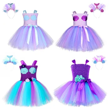 

Summer Party Dress Sets Halloween Stage Performance Glitter Mermaid Scale Tail Mermaid Cosplay Dress Kid Clothes Prom Costum