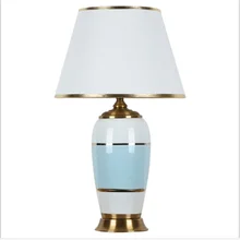 Американский простой стиль синий розовый Керамическая Настольная лампа для спальни прикроватная гостиная фойе стол для чтения ночной Светильник 190152