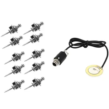 

Pickups for Guitar Violin Ukulele Mandolin with 10X Round Head Guitar Bass Strap Locks Schaller-Style Straplocks, Silver
