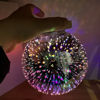 

3D Dynamic Colorful Glass Cover LED Night Light Starry/Fireworks/ Universe Magic Crystal Ball Sphere Table Light USB Power