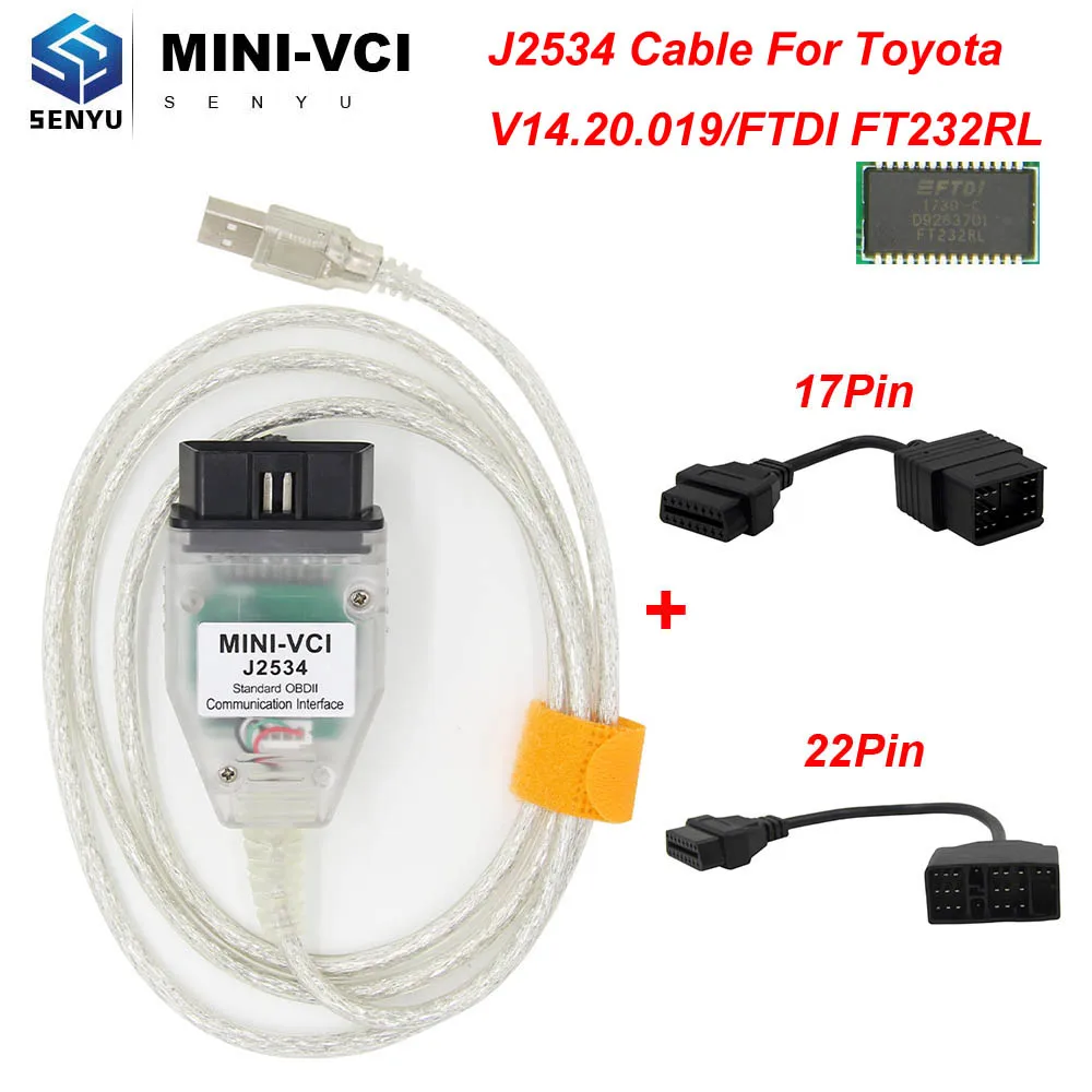 TIS Techstream V14.20.019 для TOYOTA MINI VCI J2534 для Toyota 22pin 17pin FTDI OBD OBD2 автомобильный диагностический инструмент сканер кабель