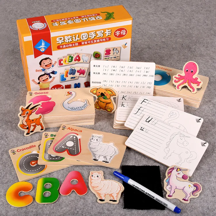 

-Wipe Handwritten Card Young CHILDREN'S ENLIGHTEN Early Childhood Educational Teaching Toys Lettered Word Animal Cognitive Card