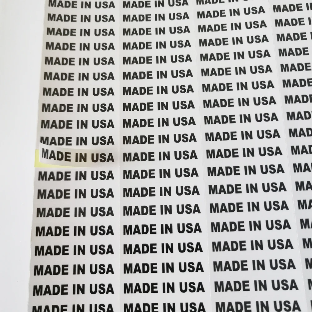 1000pcs 6X28mm White or Transparent Label MADE IN USA Stickers  Country of Origin