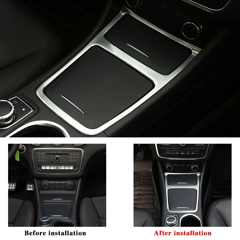 

Carbon fiber Console Panel Trim for GLA CLA A Mercedes Benz A180 GLA 200 CLA 220 2013-2017 center Storage Box arm rest stickers