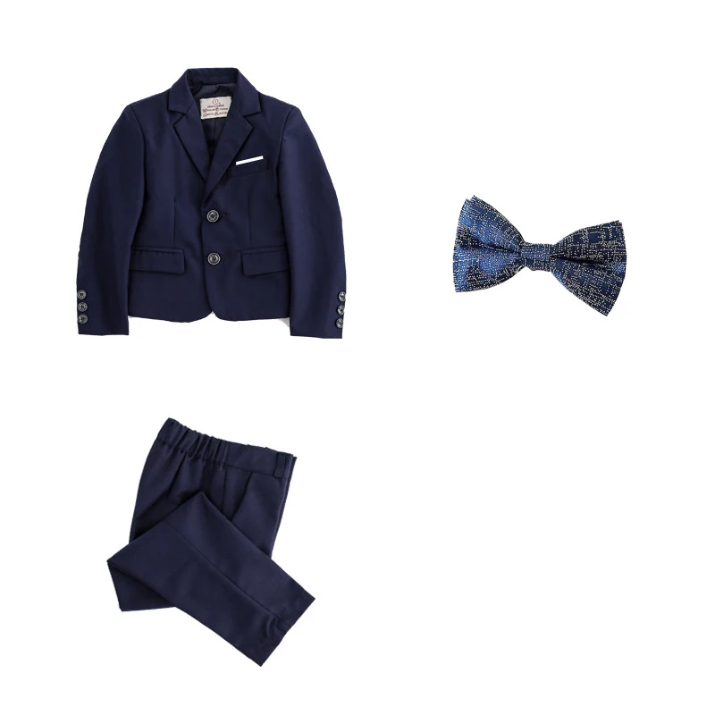 blue 2pcs Детские торжественные комплекты с платьем комплект одежды из 3 предметов для мальчиков: блейзер с цветочным принтом+ жилет+ штаны Детский костюм для свадебной вечеринки, выступления на фортепиано - Цвет: blue 2pcs