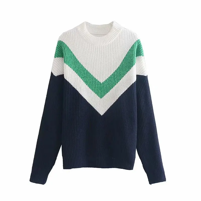 

2019 Western Style Summer And Autumn WOMEN'S Dress New Style Crew Neck Knitted Joint Sweater