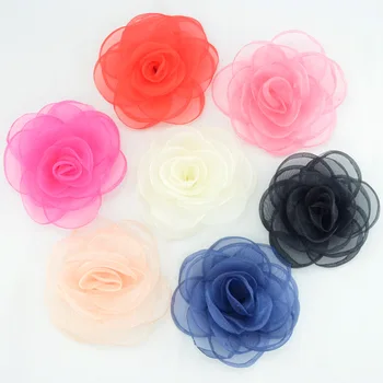 

10pcs Chiffon Cloth Art Rose Flower Handmade DIY Components for Jewelry Making Hair Accessories Shoe Cap Clothing Wholesale