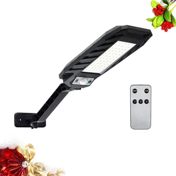 

Solar Powered Human Sensor Lamp Waterproof Outdoor Wall Light 60 LED Remote Control Garden Lights for Patio Driveway Porch (Blac