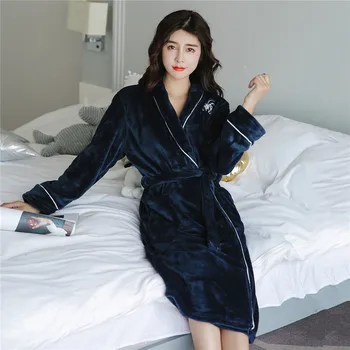 

Bathrobe Warm Ultra Thicken Nightgown Winter New Female Sleepwear Kimono Gown V-neck Full Leeve Home Clothing Casual Nightdress