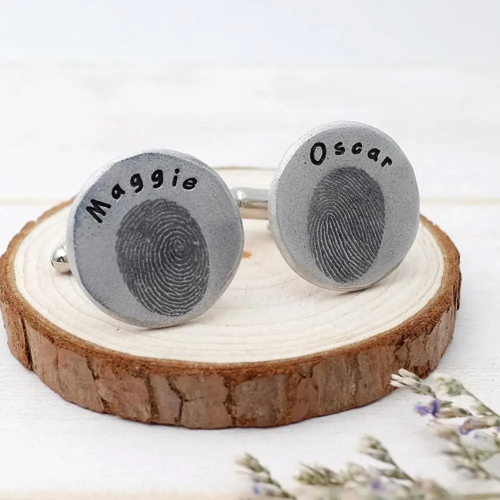 

Personalized Cuff Links,Custom Cufflinks for Him,Actual Fingerprint Cufflinks Customize Gift for Husband,Father's Day Gift