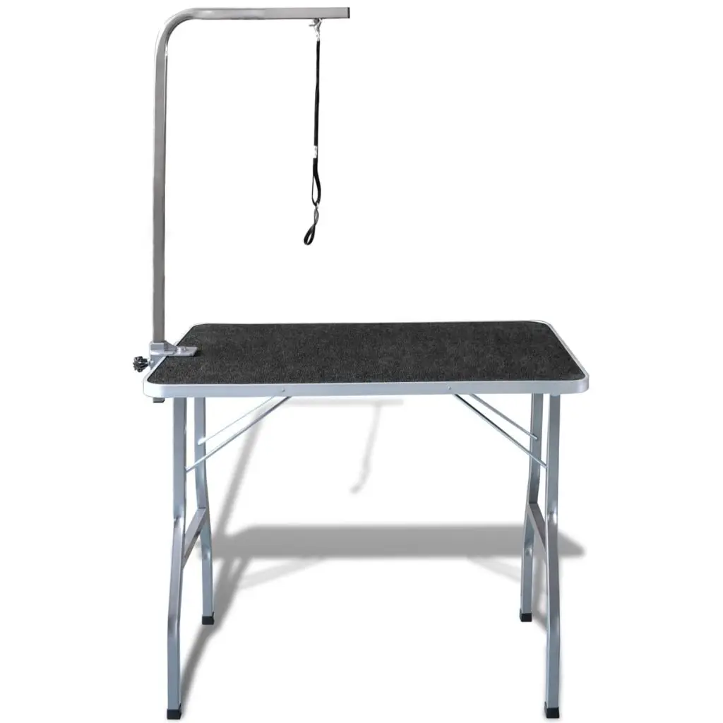 Portable Dog Grooming Table with Castors Black Foldable Moveable With 1 adjustable grooming Noose MDF with rubber surface