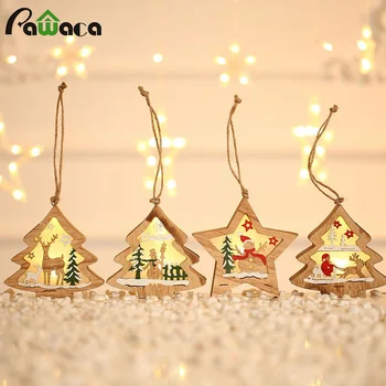 

1Pcs Xmas Tree Luminous Pendant Log Painted Christmas Ornament Christmas Glowing Decoration New Year Gifts Home Festival Decor