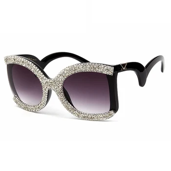 

Luxury Diamond Square Sunglasses Women Brand Size Crystal Sun Glasses Ladies 2020 New Gradient Oculos Mirror Shades