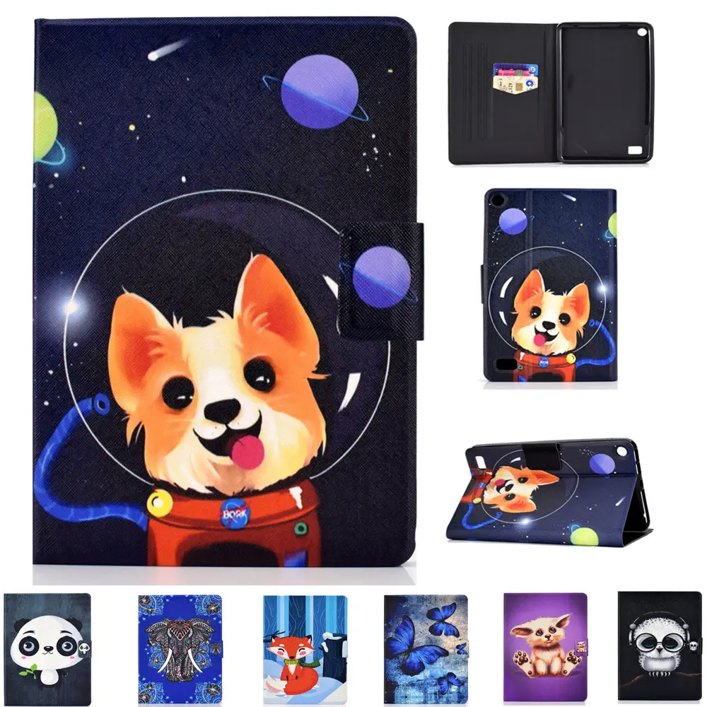 

Printed PU Leather Case for Amazon Kindle Fire 7 2019 Stand Cover for Amazon Fire 7 2017 7th HD7 2015 5TH Tablet Sleeve Case