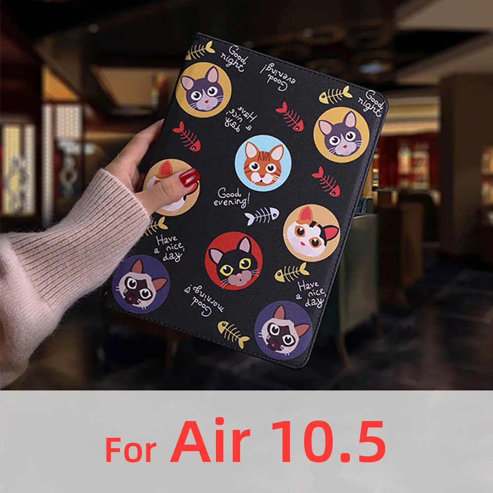 Happy Air 10.5 Чехол с кроликом из мультфильма для Ipad Mini 1 2 3 4 5 Pro Air 10,5 A1490 A1538 A1709 кожаный чехол с кошкой Аксессуары для планшетов умный чехол для сна - Цвет: Happy Air 10.5