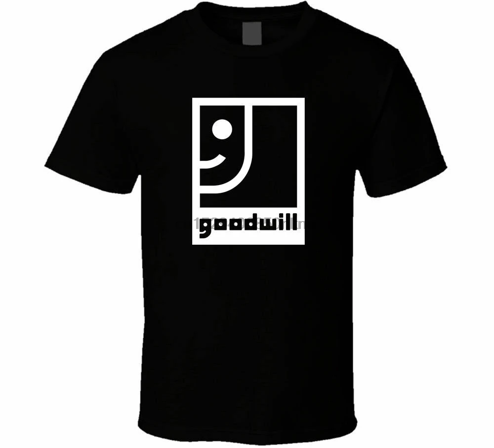 GOODWILL THRIFT SHOP Employee LOGO shirt black white tshirt mens free shipping |
