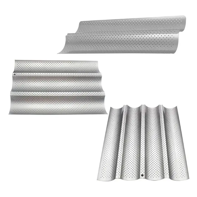 

Homemade baking French Bread Pan Baguette Non-Stick Perforated Mold for Baking 4 Loaves Wave Baker Baguette Pan kitchen