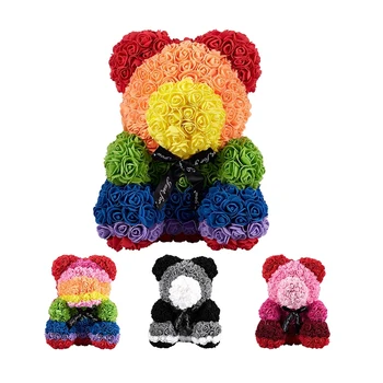 

Colors Bear of Roses Artificial Flowers Home Valentine's Day DIY Cheap Wedding Decoration Gift Box Wreath Crafts