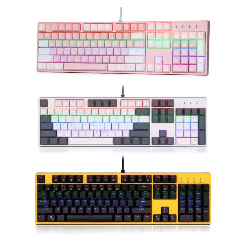 

X-8100 RGB Rainbow LED Backlit Mechanical Gaming Keyboard 104 keys Anti-ghosting Outemu Blue Switch USB Wried Wrist Rest