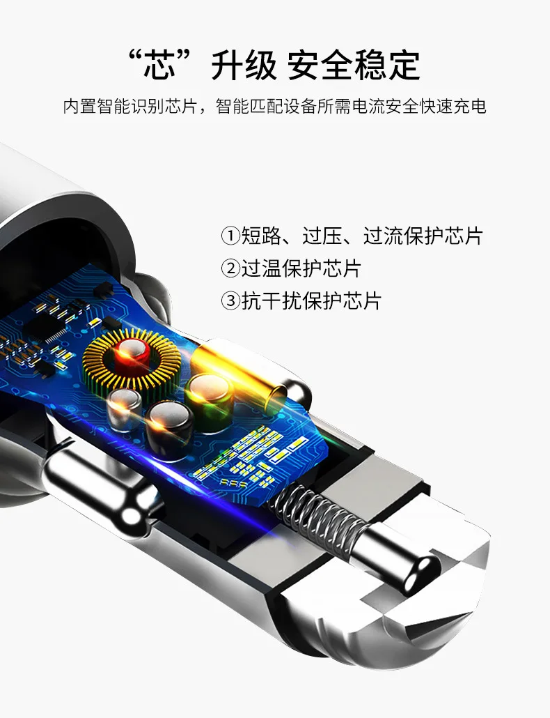 Автомобильное зарядное устройство для телефона с двумя портами USB, металлическое цифровое автомобильное зарядное устройство 4,8 a, быстрая зарядка, подарок, автомобильное зарядное устройство