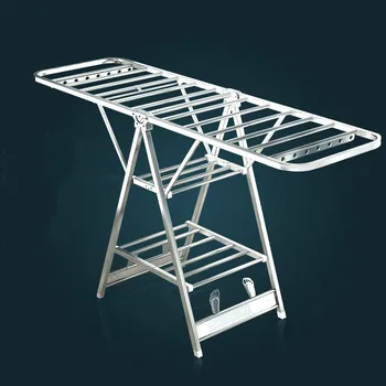 

Home Cloth Hanging Rack Foldable Household Indoor Wing Type Outside Drying Hanger with Wheel Stainless Steel Drying Quilt Frame