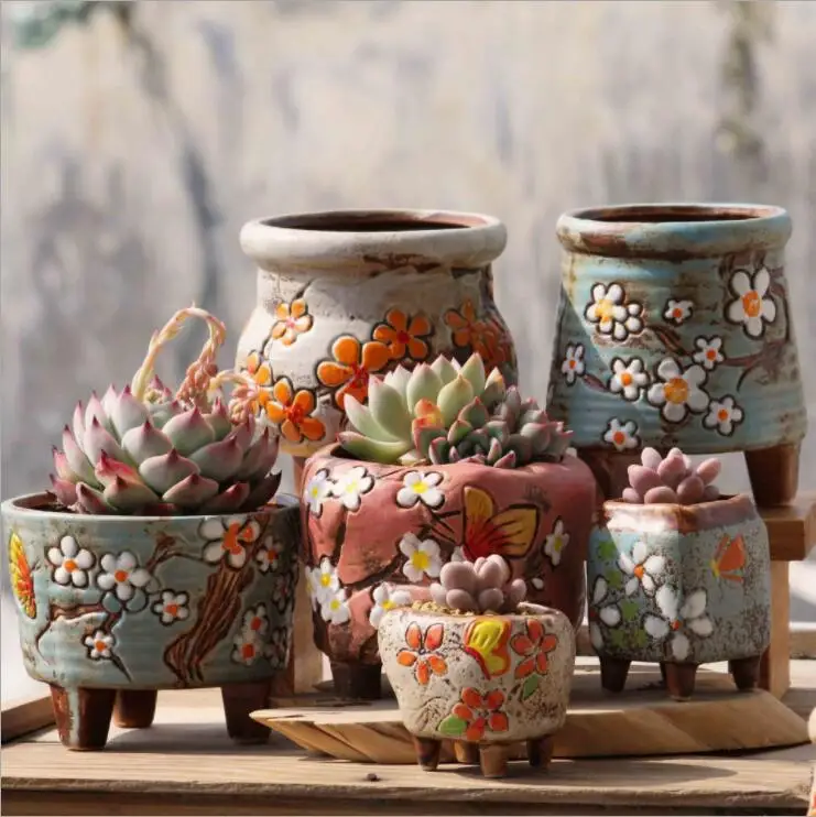 

Horticulture Korean Fleshy Mini Cute Flower Pot Color Hand-painted Flesh Pot