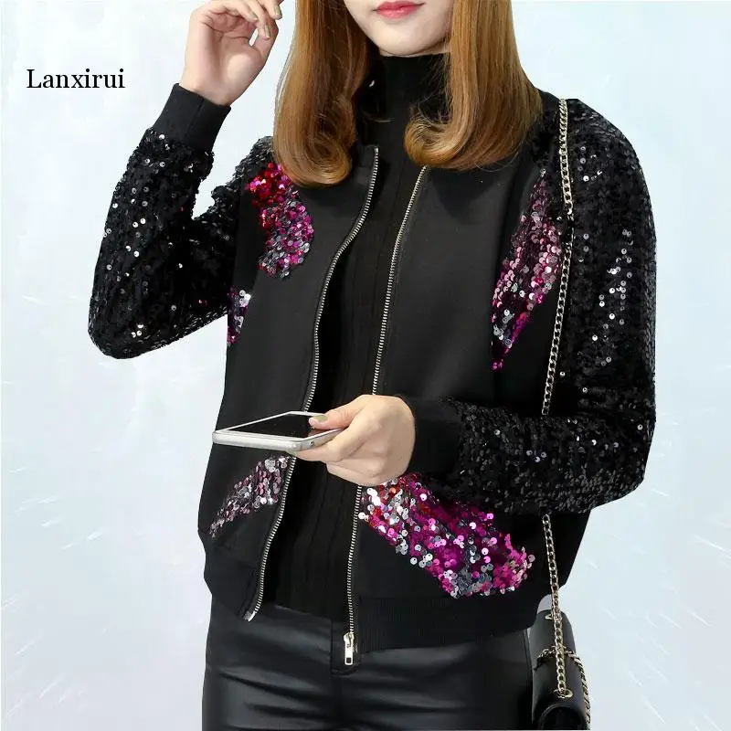 plus size sequin bomber jacket