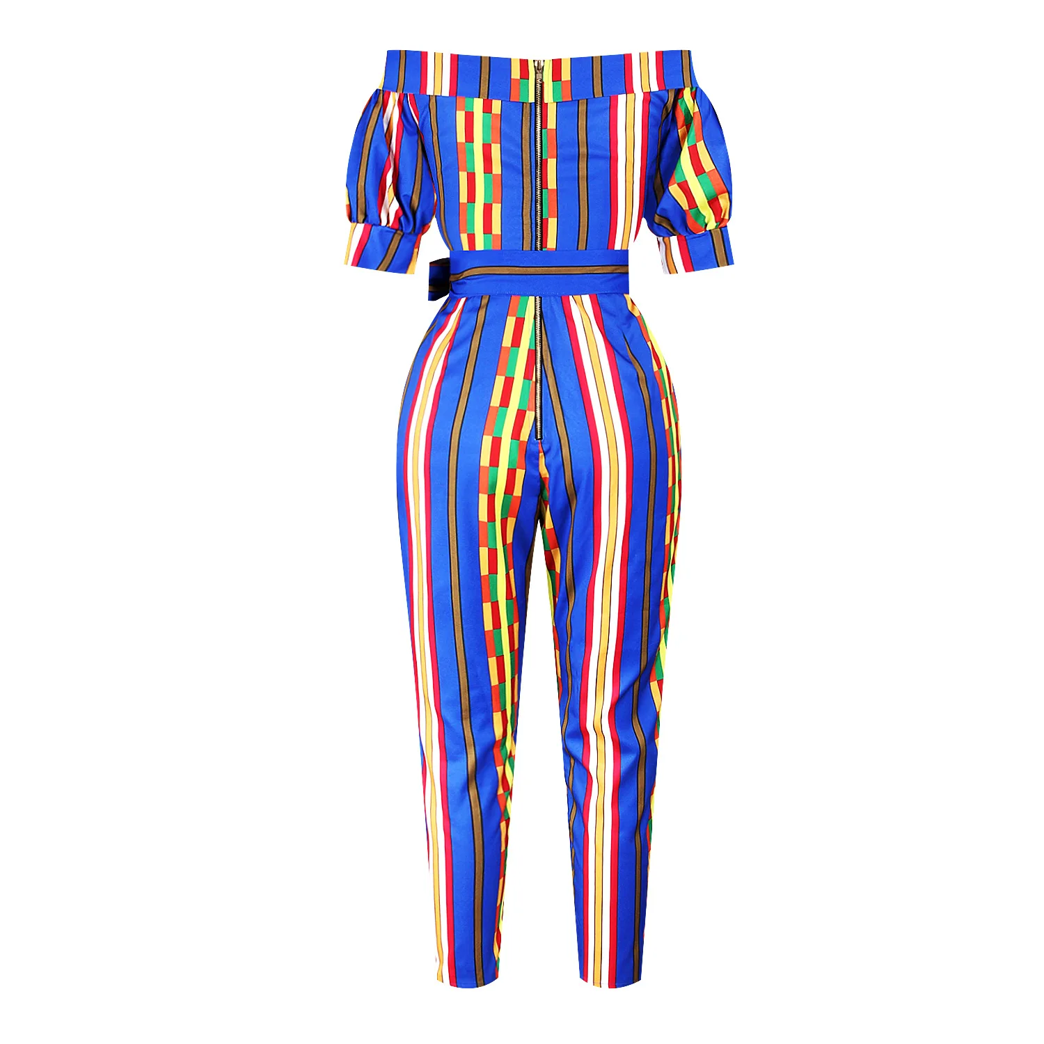 african fashion style New Summer African Printing Jumpsuit For Women Fashion Lantern Sleeves Off Shoulder Ankara Style Trousers Casual Lady Jumpsuit african outfits