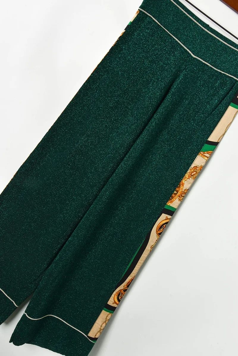 Шикарные Женские трикотажные брюки uit осенние кардиганы с v-образным вырезом пальто+ широкие брюки комплект из 2 предметов A775