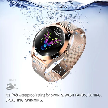 

IP68 Waterproof Smart Watch Women Lovely Bracelet Heart Rate Monitor Sleep Monitoring Smartwatch Connect IOS Android KW10 Band