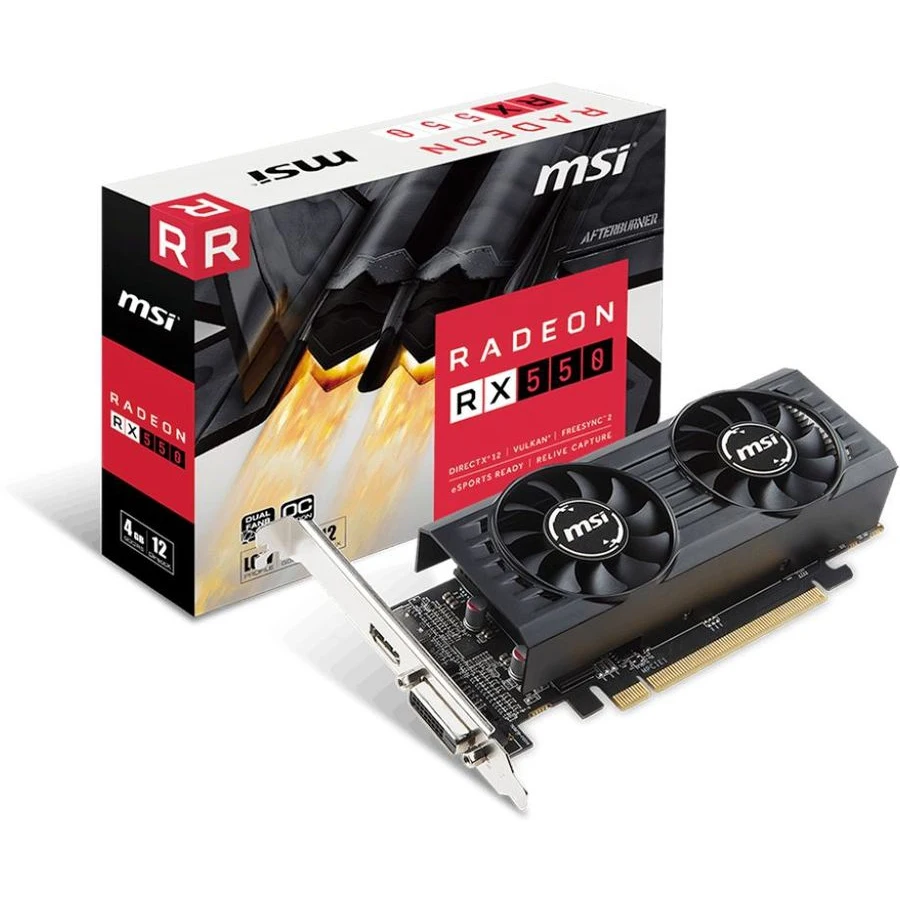 Видеокарта MSI PCI-E Radeon RX 550 4GT LP OC AMD RX550 4096Mb 128b GDDR5 1203/6000 DVIx1/HDMIx1/HDCP
