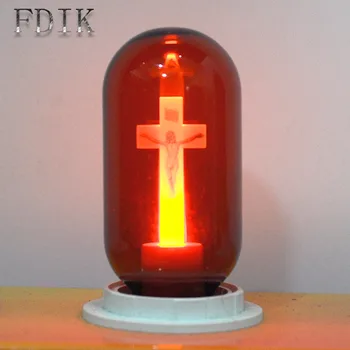 

LED bulb E27 90-265V Red Flame Peaceful Mind Light Cross Jesus Church Bulb cathedral Bar Pray Hotel Square Decorative lamp