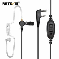 Retevis auriculares de tubo acústico EEK009 para walkie talkie, audífonos de 2 pines con micrófono PTT Para Kenwood Puxing Retevis RT3S RT22 RT81 C9162A