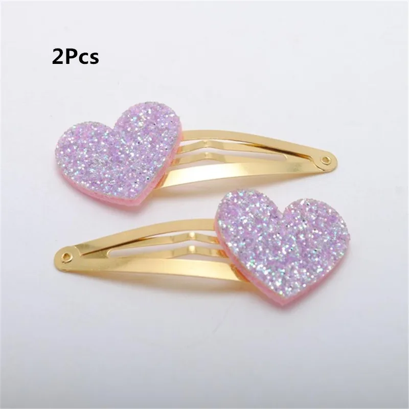 6 Pcs Girls Hair Clips Kids Glitter Hairpins Star Heart Mickey Ears Crown Gold Plated Hair Barrette Mickey Hair Accessories - Цвет: 9-2pcs