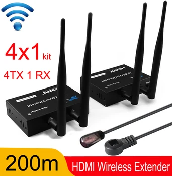 

4TX To 1RX HD 200M Wireless WIFI Hdmi Extender IR Blaster Cable Transmitter Receiver PC DVD To TV 4 Tx 1 Rx Like 4x1 Hdmi Switch