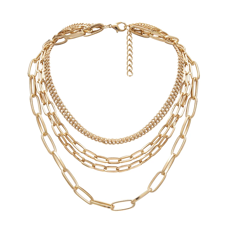 Gothic Multi Layer Baroque Pearl Chunky Chain Necklace Collares Punk Gold Heart Pendant Choker Necklace Festival Couple Jewelry
