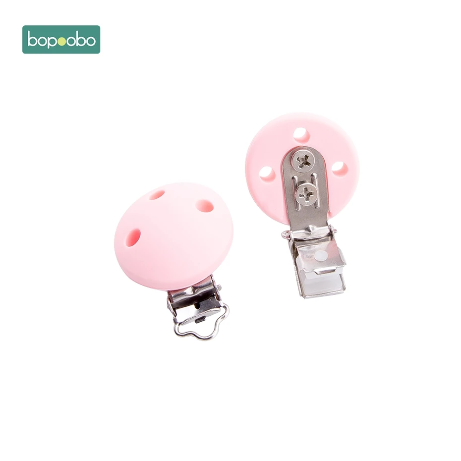 Pink Round Clip Bopoobo 3 шт., силиконовая соска с зажимом, мультяшная деревянная Соска с зажимом, аксессуары для кормления, сделай сам, пустышка с зажимом, цепочка, деревянный Прорезыватель для зубов - Цвет: Pink Round Clip