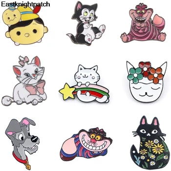 

E1563 Cartoon Animal Cat And Dog lapel Pins Cute Puppet Brooch Metal Badge Enamel Pin Jewelry Gifts